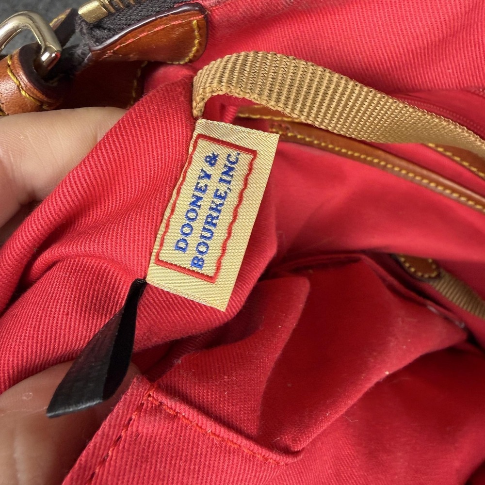 Dooney & Bourke Satchel Crossbody Bag Womens Medium Brown DB Canvas Red Lining - Picture 10 of 12